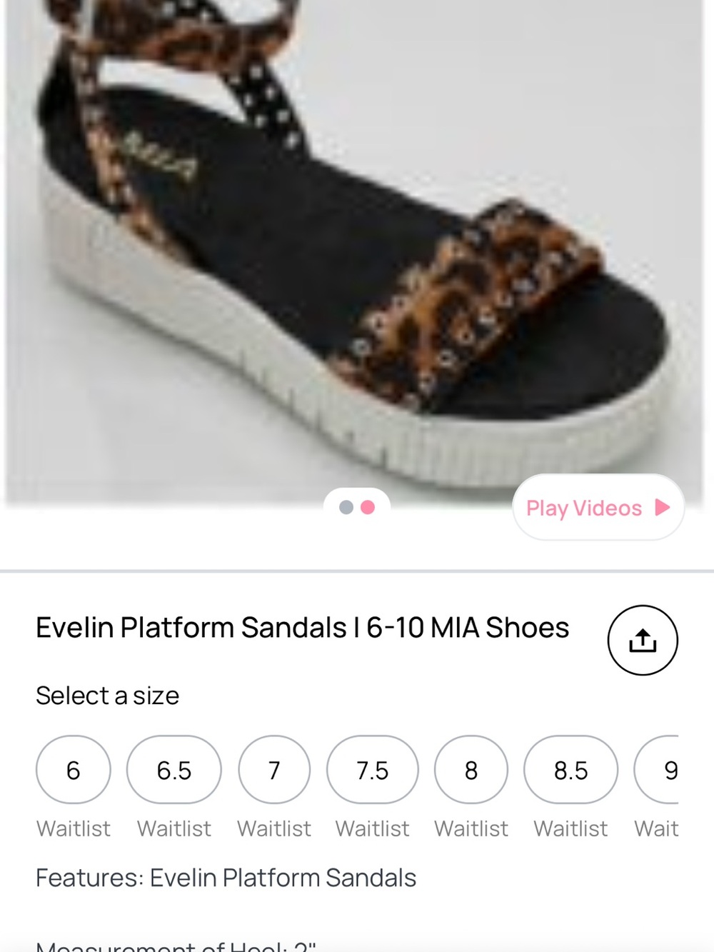 Mia 7.5 NWT Leopard Studded Platform Sandal - Brown/Black - Picture 2 of 2